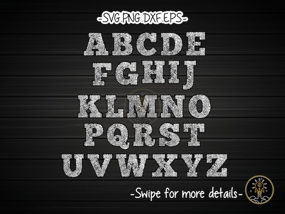 Fingerprint Number Letter Font Alphabet SVG Cut File Vector Cricut Clipart Png Dxf Eps