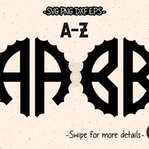 May include: Black and white monogram letters A and B in a circular design with a jagged edge. The letters are stacked on top of each other. The text "A-Z" and "Swipe for more details" are also included in the image.