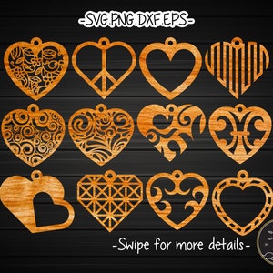 Heart Love Earring Template SVG Laser Cut File | Wood Leather Earring
