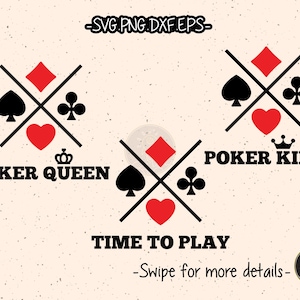 Playing Cards Casino Poker King Queen SVG Cut File Cricut Clipart