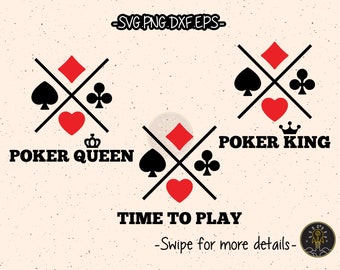 Playing Cards Casino Poker King Queen SVG Cut File Cricut Clipart