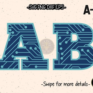 Electronic Technology Circuit Board Font Alphabet Letter SVG Cut File Cricut Clipart
