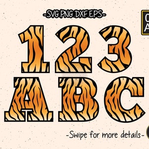 Tiger Numbers Letters Font Alphabet SVG Cut File Cricut Clipart