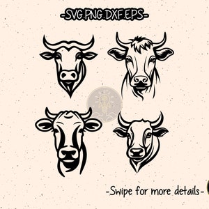 Cow Head SVG Farm Animal Cut File Cricut Clipart Silhouette Cameo - Etsy