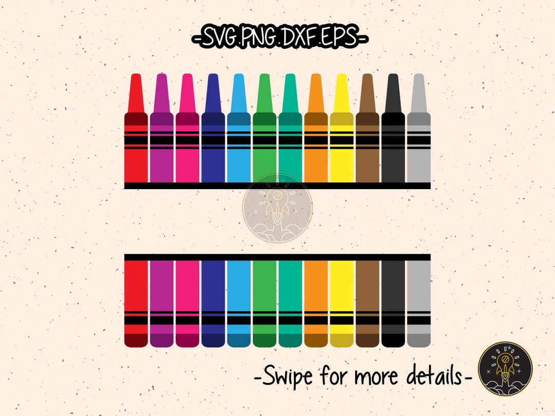 Crayon SVG Split Monogram Cricut Teacher Back to School Cut File ...