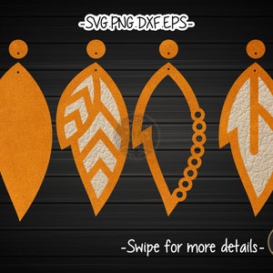 Leaf Earring Template SVG Laser Cut File | Wood Leather Earring