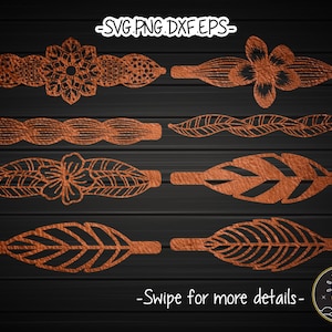 Flower Floral Leaf Bracelet Jewelry Template SVG Laser Cut File