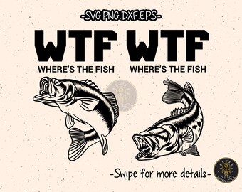Where is the Fish Bass Fish and Hook Fishing SVG Cut File Cricut Clipart