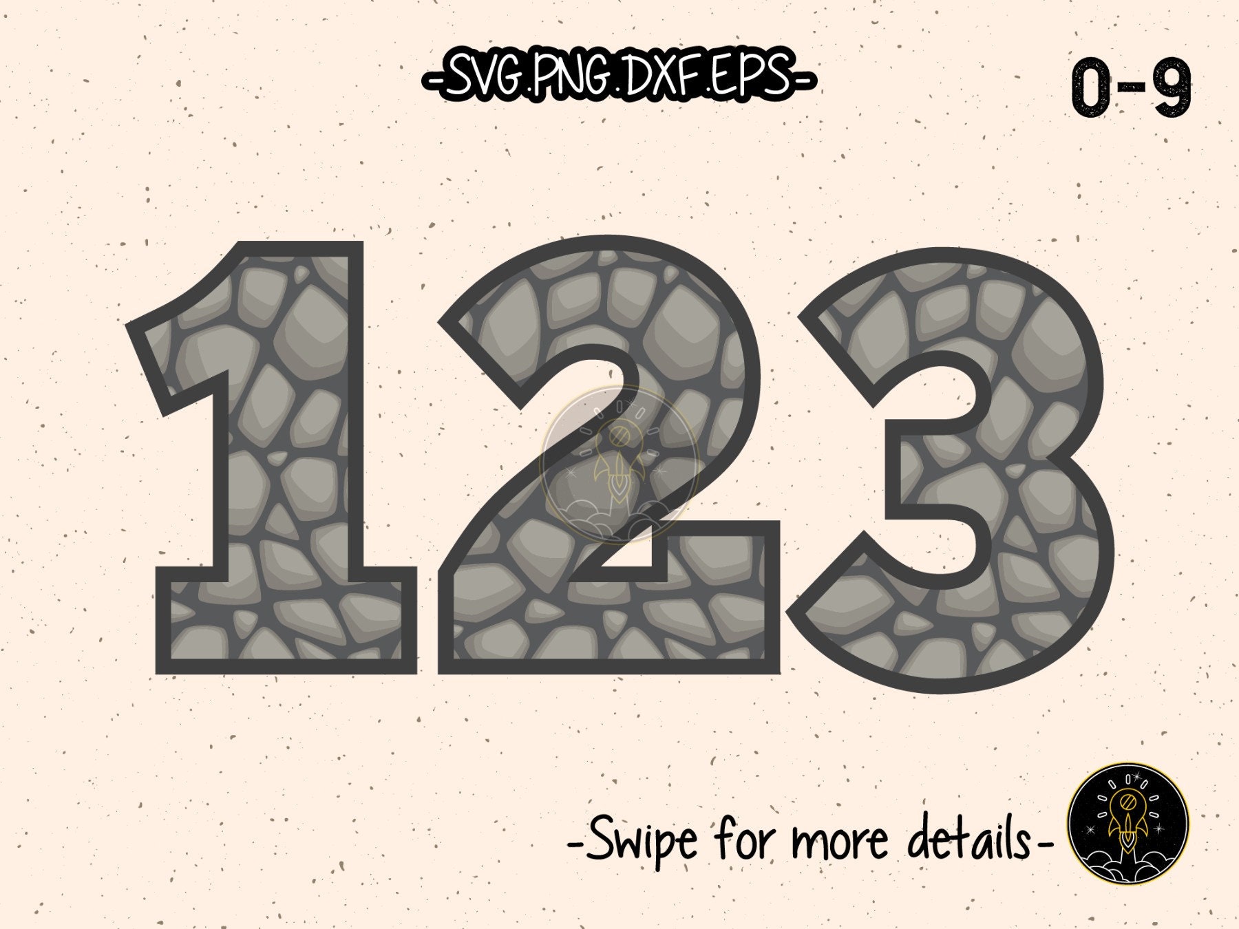 Rock Stone Number SVG Cut File Cricut Clipart