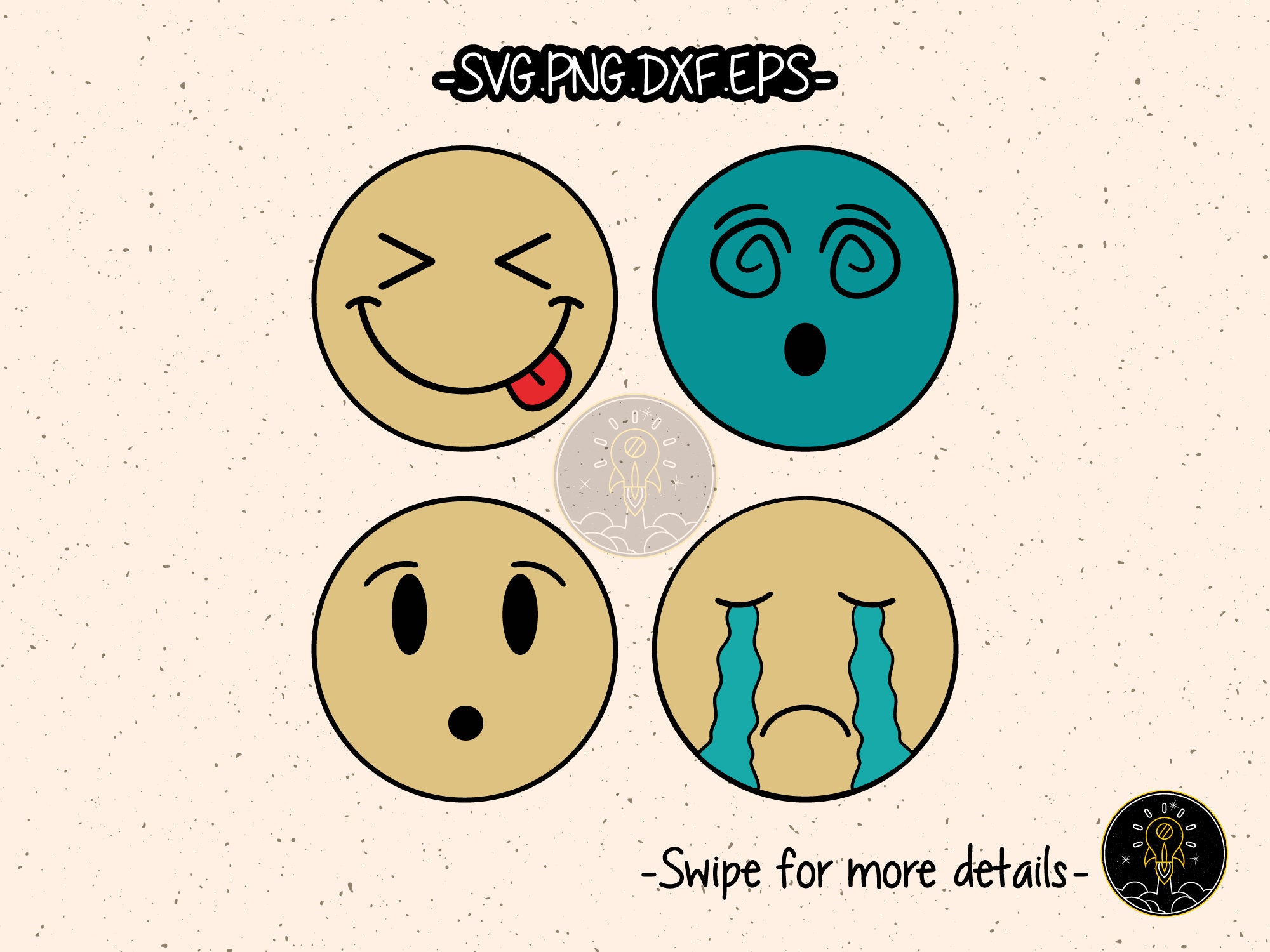 Vintage Retro Emoji Face Bundle SVG Cricut Cut File Clipart - Etsy