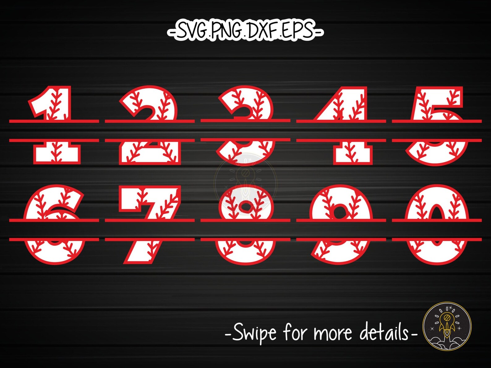 Baseball Split Monogram Numbers SVG Cut File Cricut - Etsy