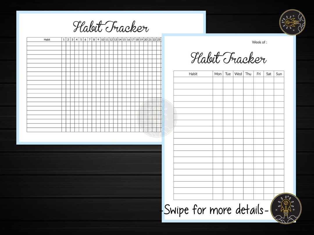 Daily Weekly Monthly Habit Tracker Bullet Journal Printable PDF - Etsy