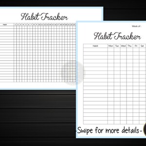 Daily Weekly Monthly Habit Tracker Bullet Journal Printable PDF