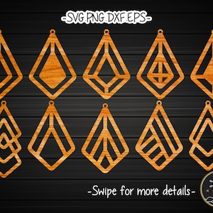 Diamond Teardrop Earring Template SVG Laser Cut File | Wood Leather Earring