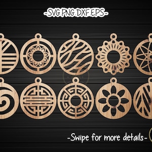 Circle Round Earring Template SVG Laser Cut File | Leather Wood Earring