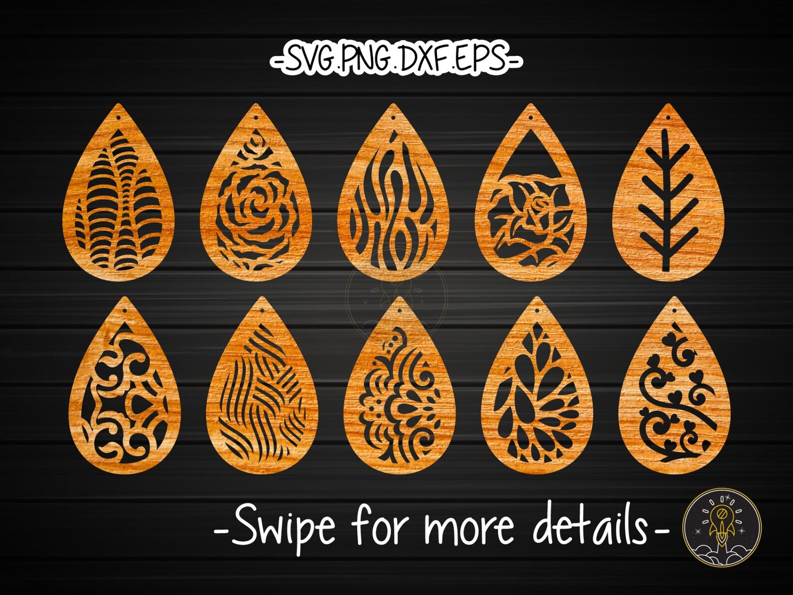 Teardrop Earring Template SVG Laser Cut File | Leather Wood Earring - Etsy