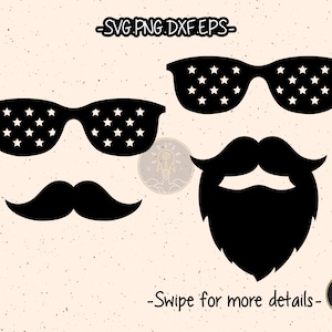 Man Glasses Mustache SVG Cut File Cricut Clipart