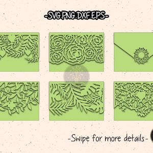 A7 Flower Floral Envelope Template SVG Laser Cut File Cricut