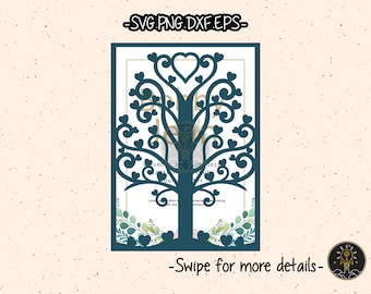 Tree Lace Wedding Invitation Template SVG Laser Cut File Cricut Clipart