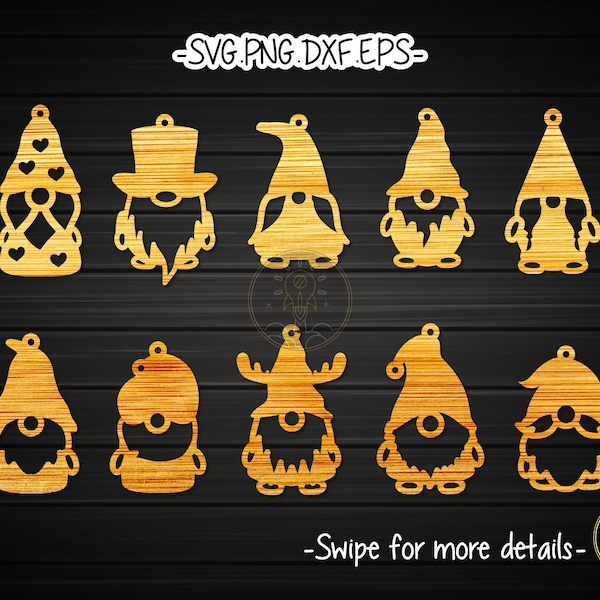 Gnome Earring Template SVG Laser Cut File | Leather Wood Earring