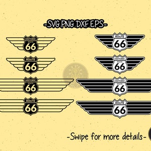 Historic Route The Mother Road Highway 66 Wings SVG Cut File Vector Cricut Clipart