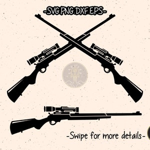 Rifles cruzados caza pistola de francotirador tiro SVG cortar archivo Cricut Clipart