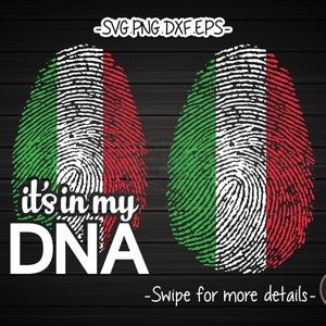 Italy Italian Flag Its In My DNA Fingerprint SVG Cut File Cricut Clipart