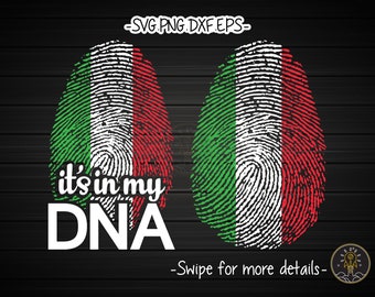 イタリア イタリア国旗 私の DNA 指紋 SVG カット ファイル Cricut クリップアート