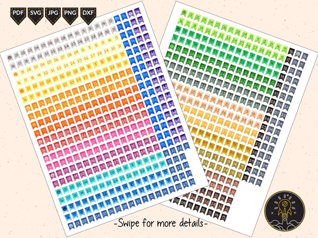 Printable Date Planner Stickers: Happy Planner & Erin Condren (svg, Png