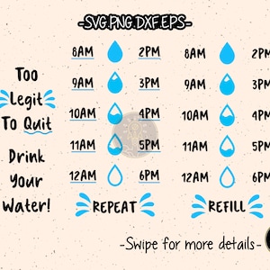 Water Tracker SVG Botella Cortar Archivo Cricut Clipart