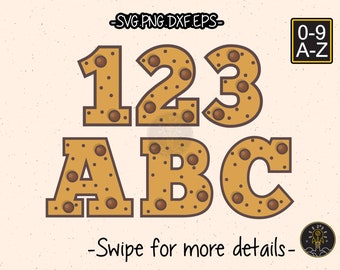 Chocolate Chip Cookies Number Letter Font Alphabet SVG Vector Cricut Cut File Clipart