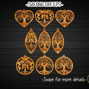 Tree of Life Earring Template SVG Laser Cut File | Wood Leather SVG