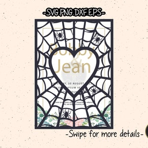 Gothic Spiderweb Halloween Gate Fold Wedding Invitation Template SVG Laser Cut File Cricut