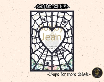 Gothic Spiderweb Halloween Gate Fold Wedding Invitation Template SVG Laser Cut File Cricut