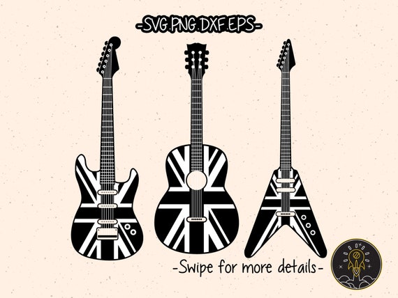 Union Jack UK Guitare électrique acoustique SVG Cricut Cut File