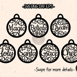 Christmas Baubles Tree Decoration Ornament SVG Laser Cut File Cricut Clipart