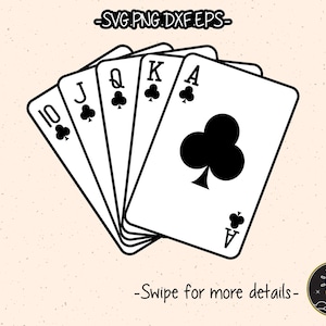 Ace Casino Playing Cards Royal Flush Poker SVG Cut File Cricut Clipart