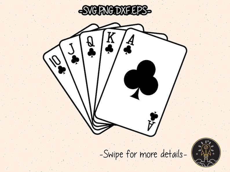 Ace Casino Playing Cards Royal Flush Poker SVG Cut File Cricut Clipart
