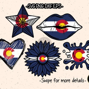 Colorado State Flag Heart Sunflower SVG Cut File Cricut Clipart
