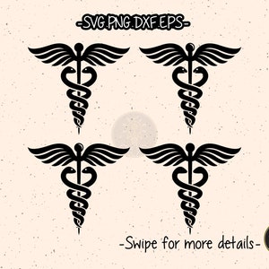 Caduceus Nurse Medical Snake SVG Cut File Cricut Clipart