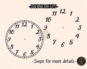 Clock Face Template Stencil SVG Laser Cut File Cricut Vector Clipart