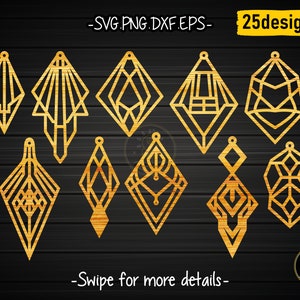 25 Geometric Earring Template SVG Laser Cut File Glowforge | Leather Wood Earring