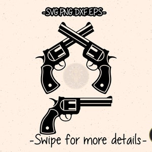 Crossed Guns Cowboy Revolver Handgun Pistol Shooting SVG Cut File Cricut Clipart