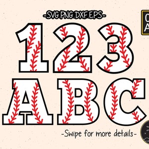 Baseball Liczba Litera Czcionka Alfabet SVG Cricut Cut File