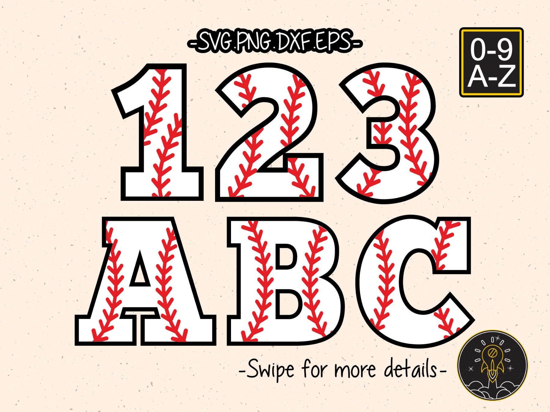 Baseball Number Letter Font Alphabet SVG Cricut Cut File