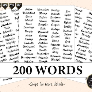 Afdrukbare inspirerende motiverende woordenstickers versieringen voor tijdschriften, woordencitaten