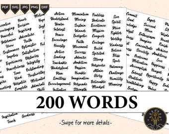 Printable Inspirational Motivational Words Stickers Embellishments for Journals, Words Quotes