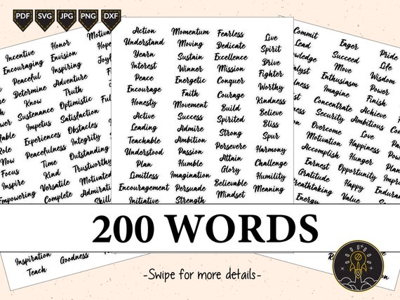 Printable Inspirational Motivational Words Stickers Embellishments for Journals, Words Quotes