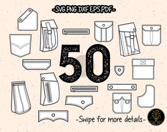 Trouser Shirt Pocket SVG Cut File CAD Technical Flat Sketch Fashion PDF Cricut