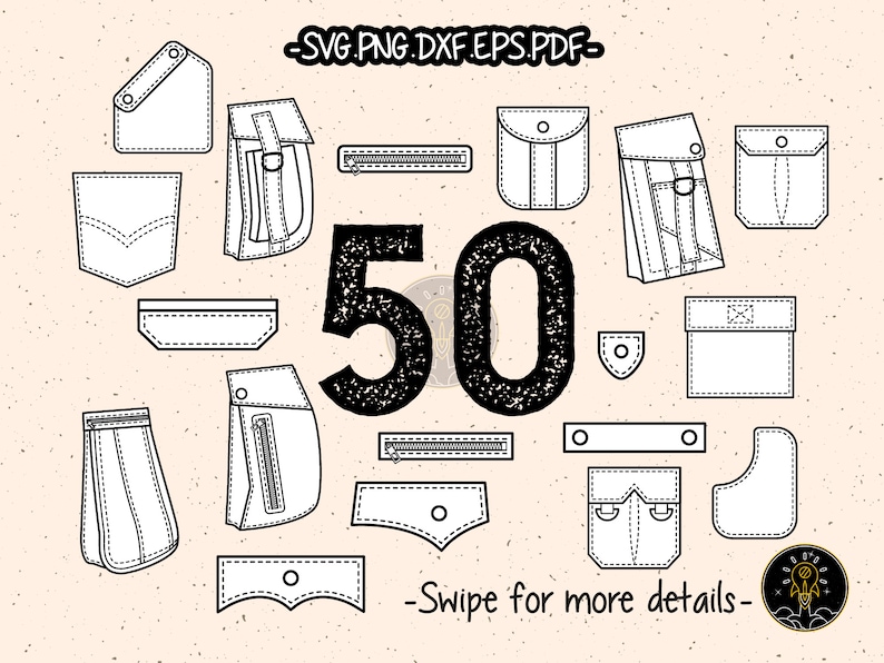 Shirt Pocket SVG Cut File CAD Technical Flat Sketch Fashion PDF EPS Vector Clipart Cricut